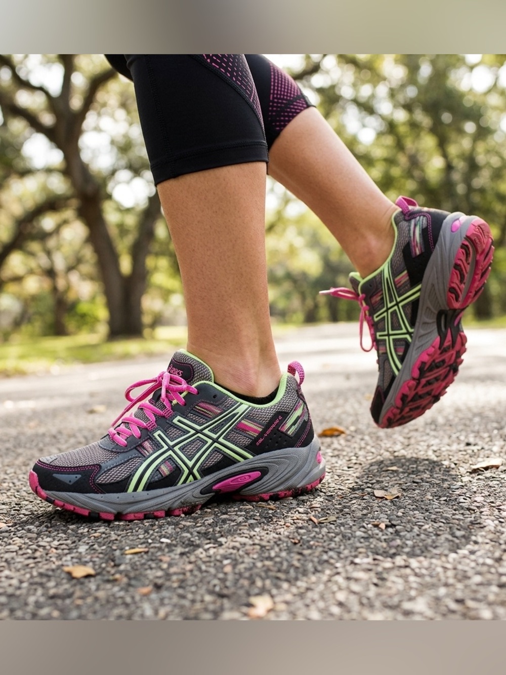 ASICS Gel Venture 5 Women’s Trail Running Shoes Titanium/Pistachio/Pink Size 6